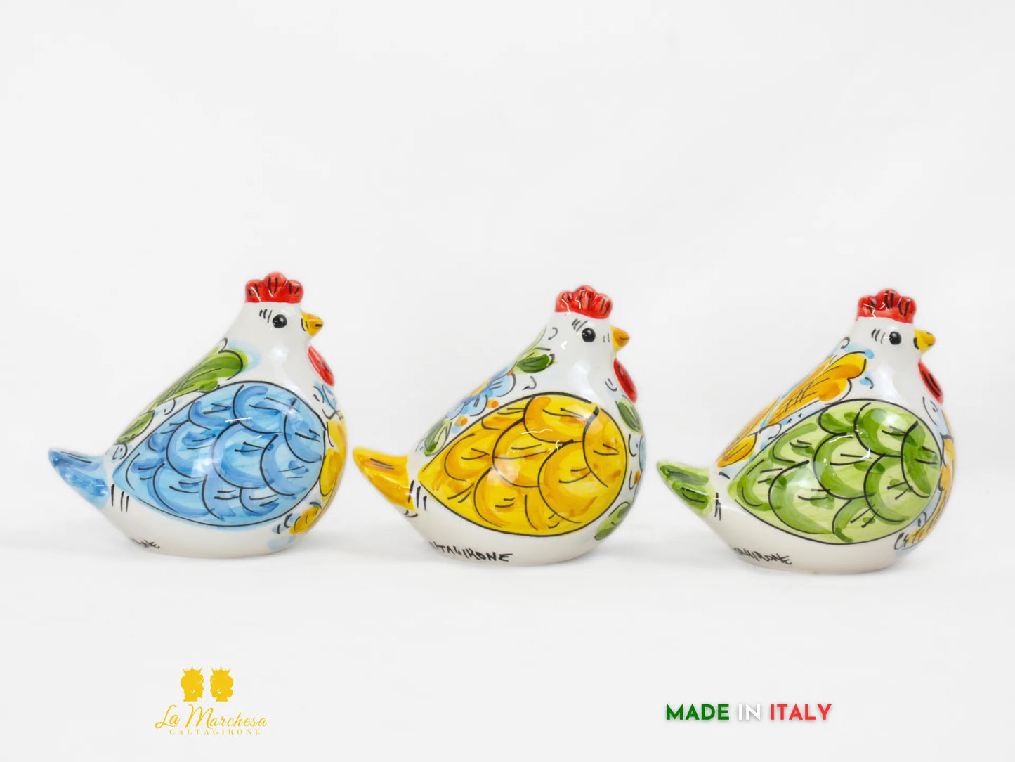 Gallina in Ceramica di Caltagirone decorata