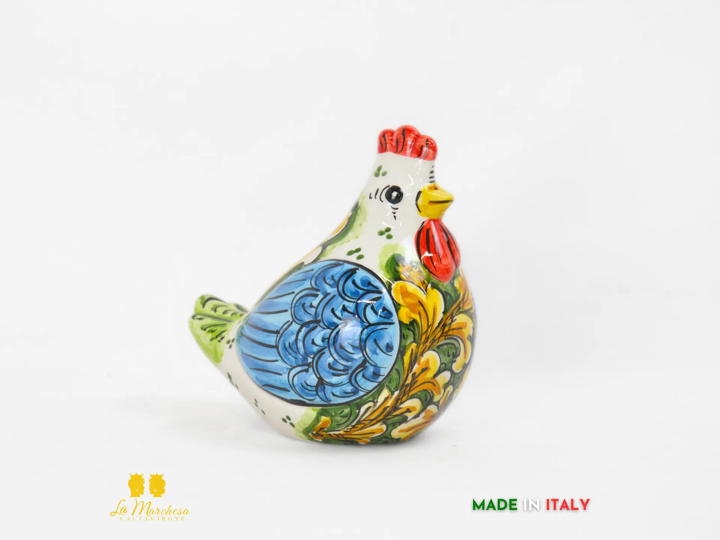 figura gallina decorativa in ceramica