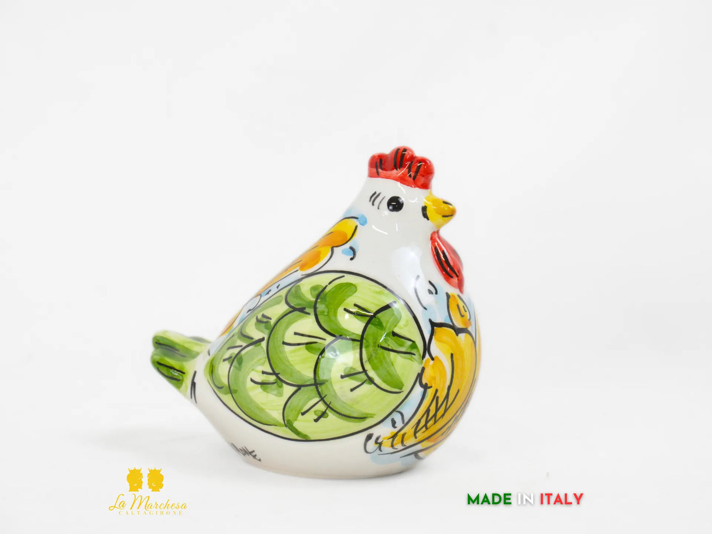 Gallina in Ceramica di Caltagirone decorata