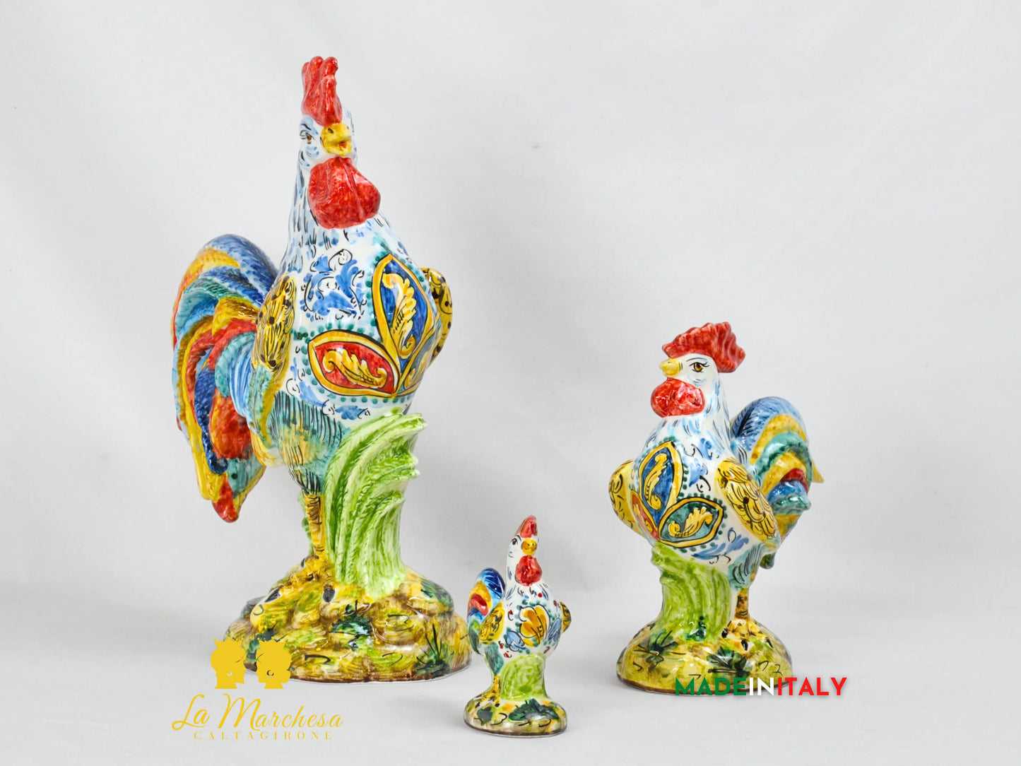 Gallo in Ceramica di Caltagirone - Varie Misure
