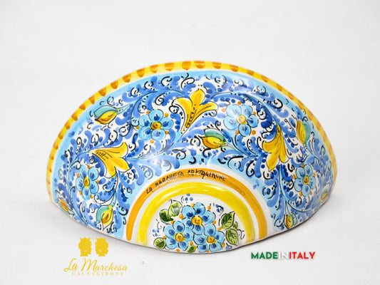 Gerla Vaso Da Parete Ceramica di Caltagirone '600 Blu in 25cm