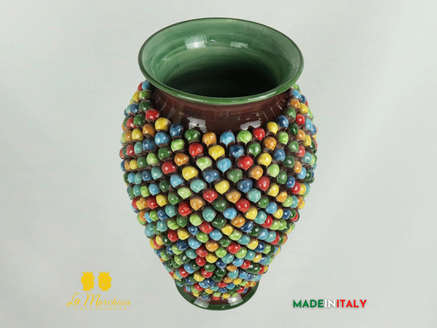 Giara Porta Ombrelli Arlecchino in Ceramica di Caltagirone 51cm (5)