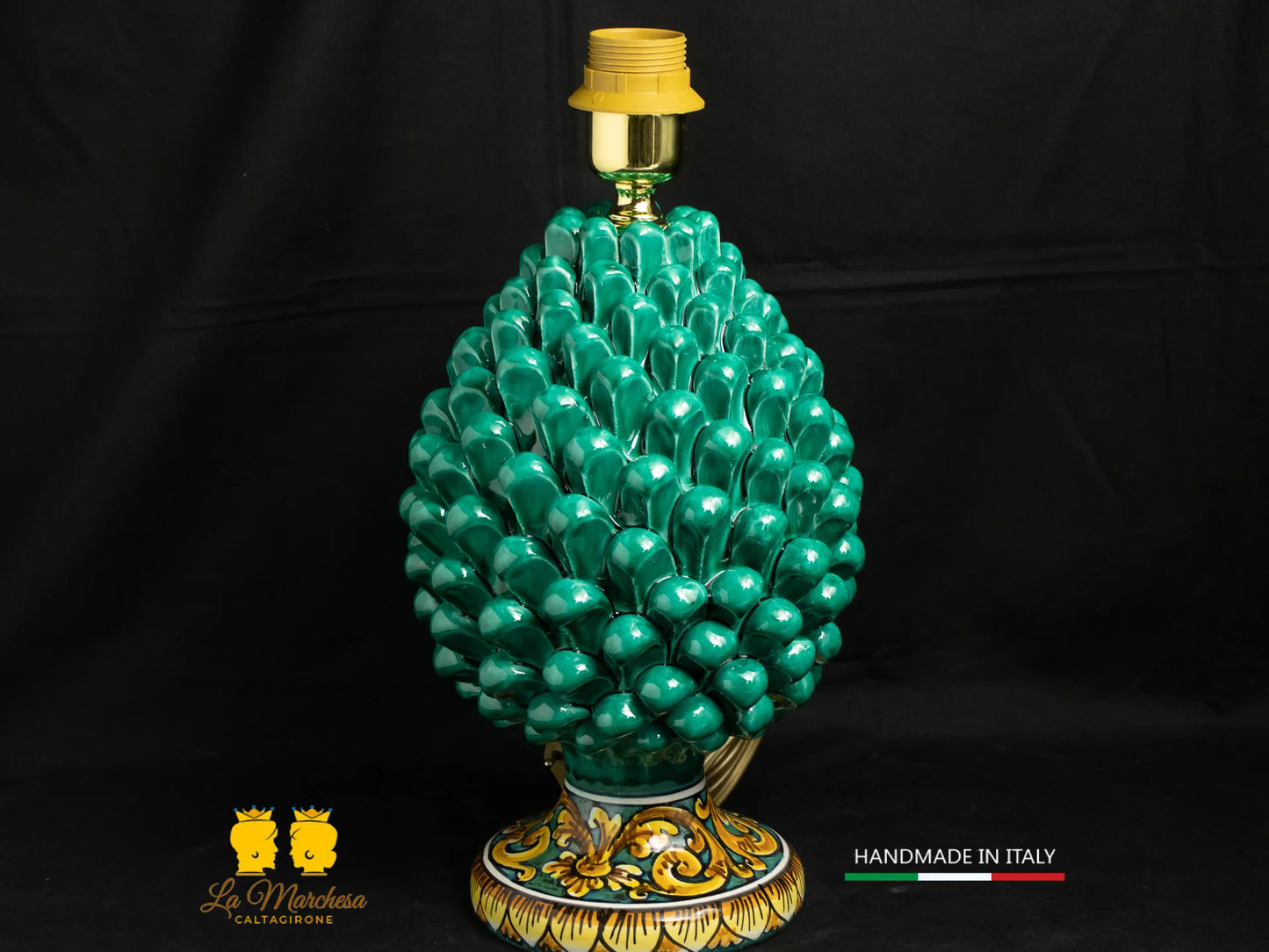 Lampada Pigna Siciliana Ceramica di Caltagirone base decorata 25cm