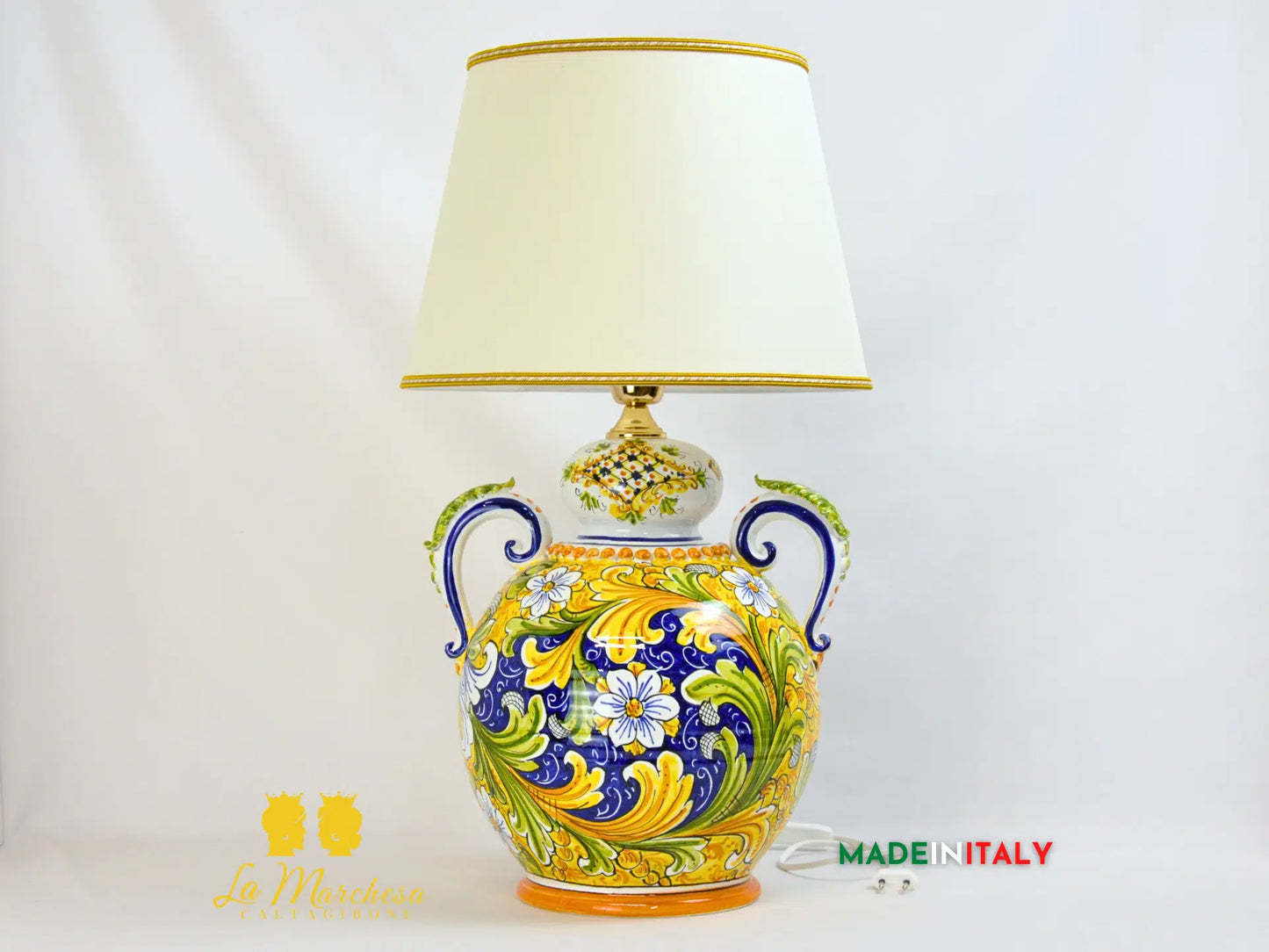 Lampada Barocca Ornato in Ceramica di Caltagirone