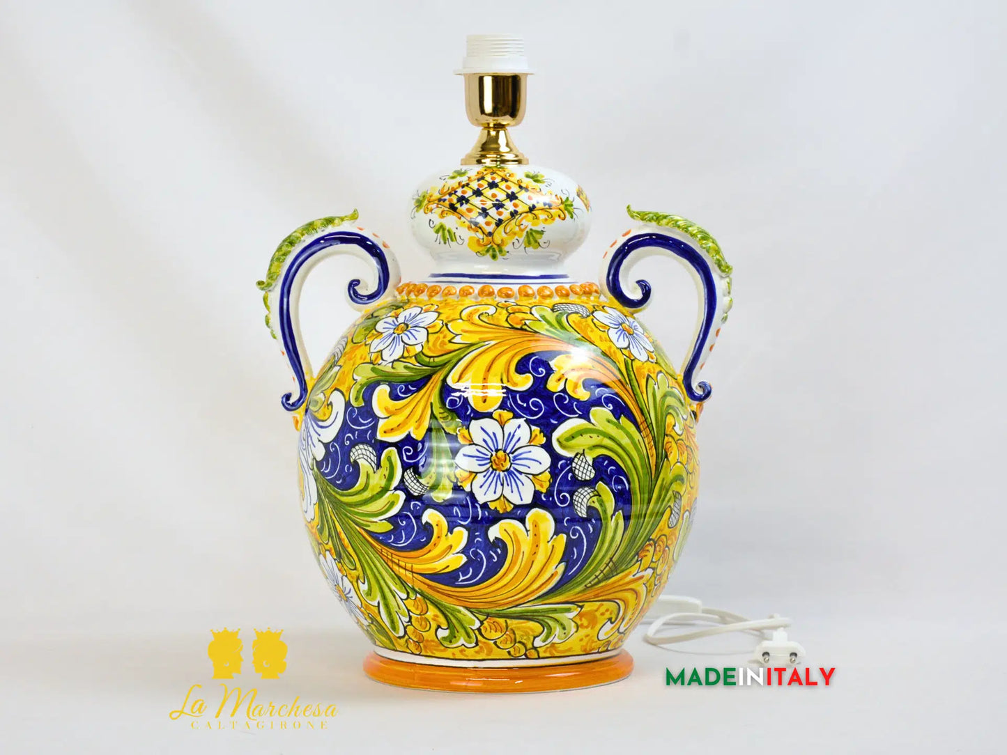 Lampada Barocca Ornato in Ceramica di Caltagirone