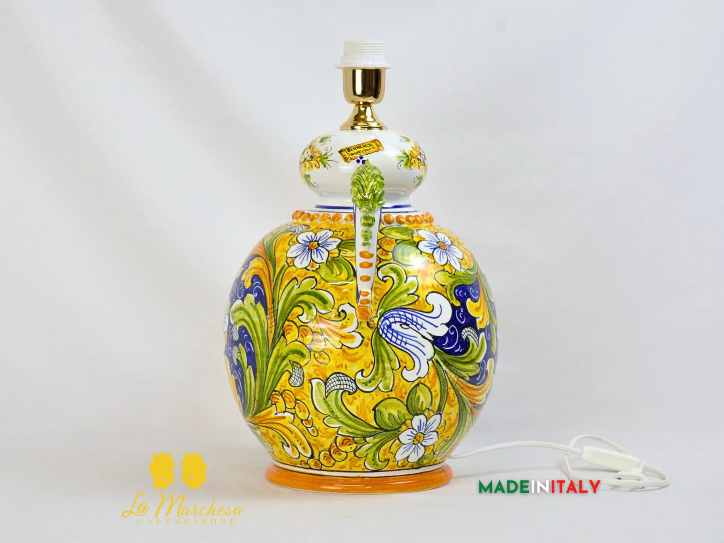 Lampada Barocca Ornato in Ceramica di Caltagirone