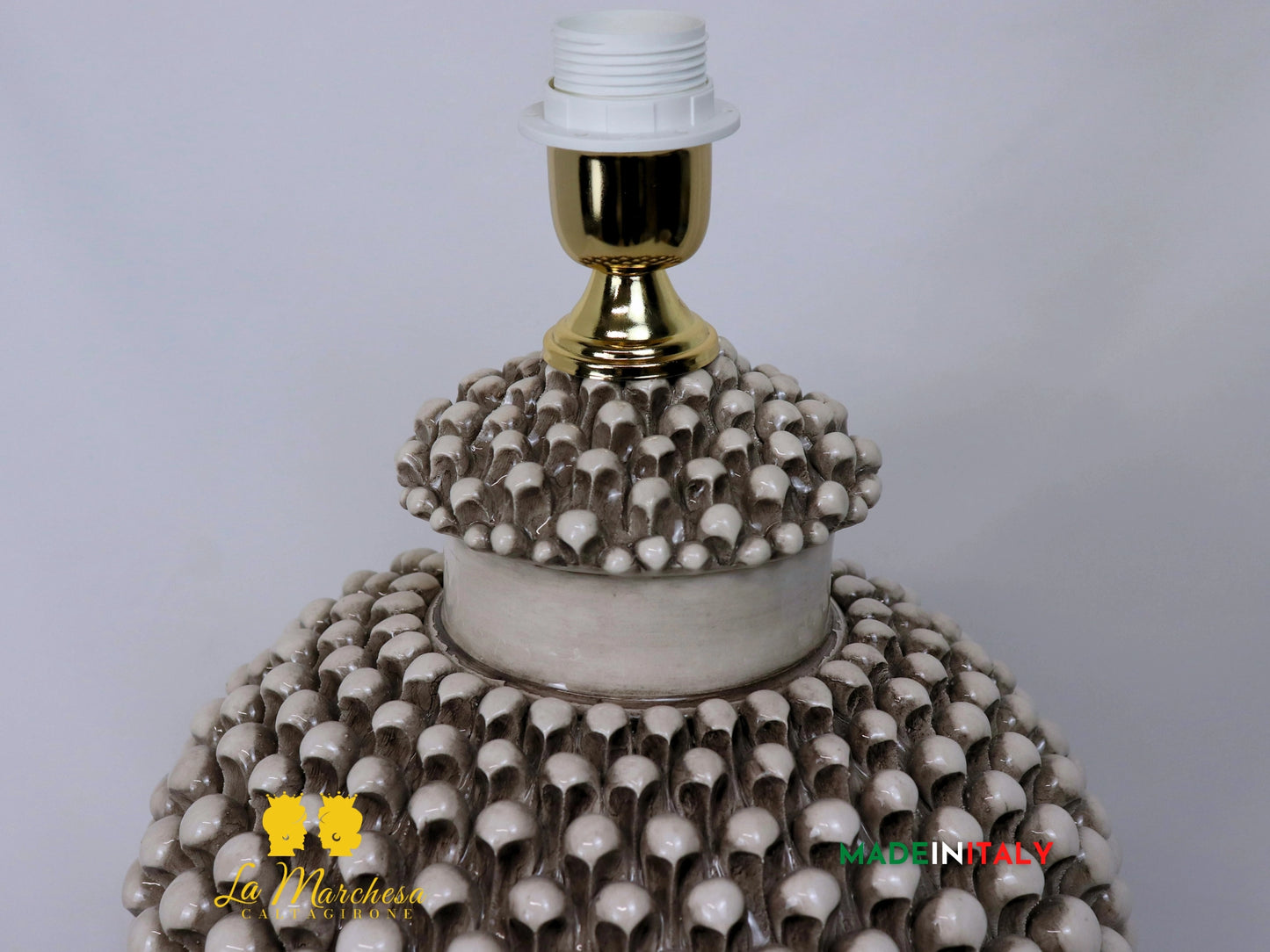 Lampada Pigna Siciliana Fumè in Ceramica di Caltagirone 44cm