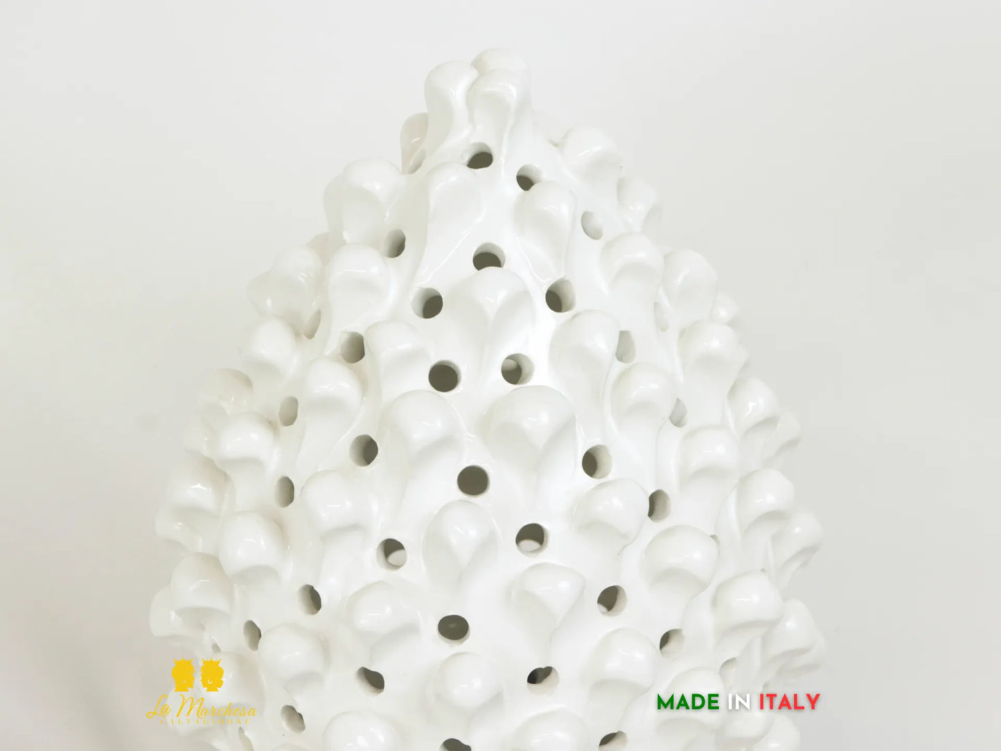 Lampada Pigna traforata Ceramica di Caltagirone bianco 44cm