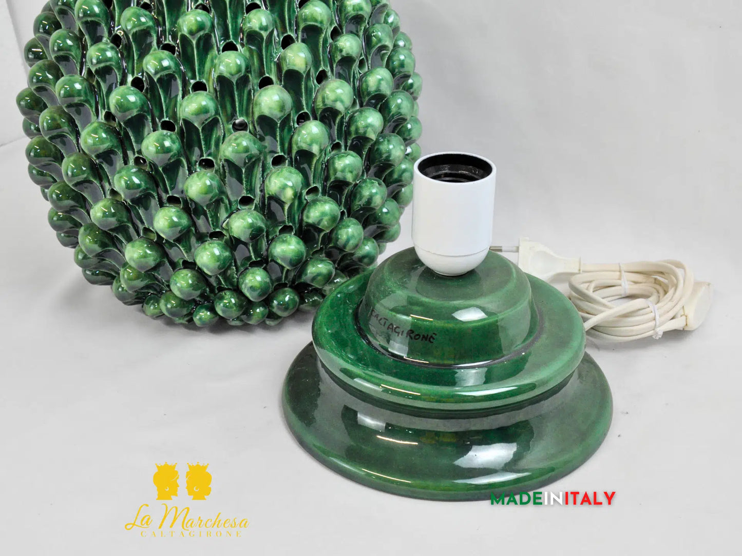 Lampada Pigna Artigianale Traforata in Ceramica di Caltagirone - Vari Colori