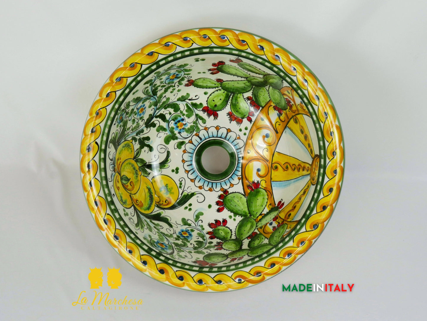 Lavello Decorato in Ceramica di Caltagirone 45cm - Vari Decori