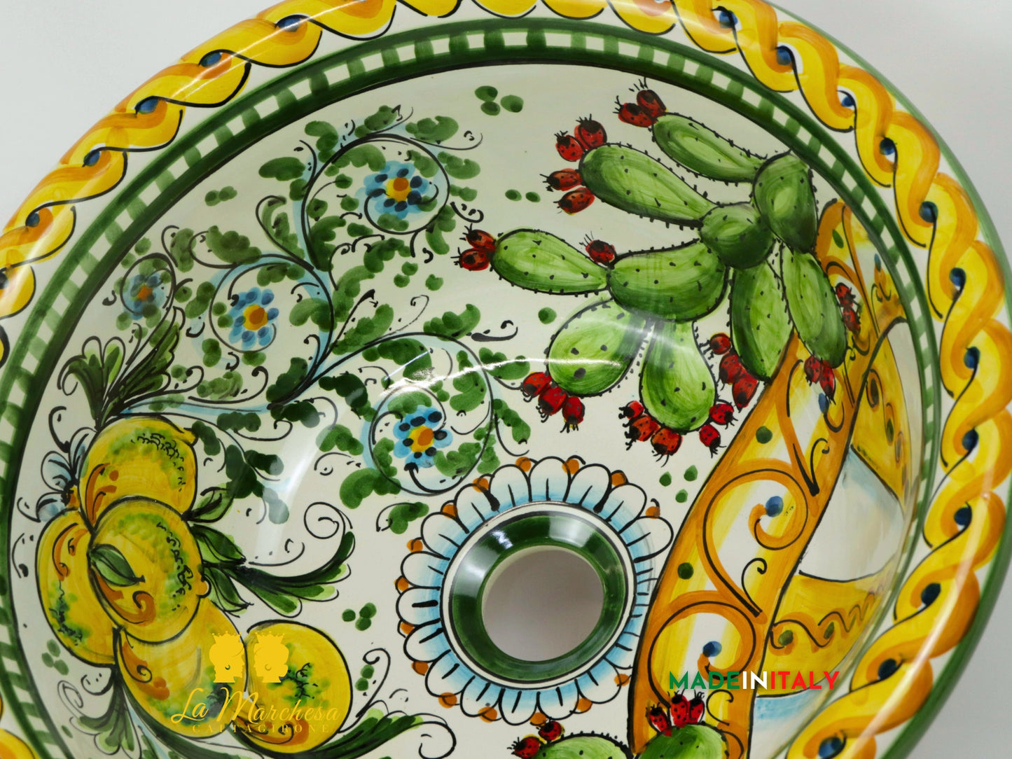 Lavello decorato a mano