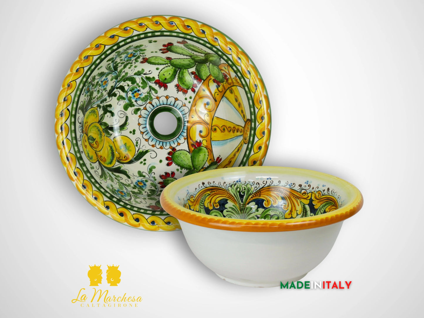 Lavello Decorato in Ceramica di Caltagirone 45cm - Vari Decori