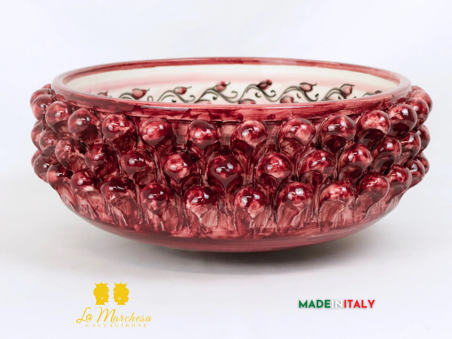 lavandino Pigna Decorato in Ceramica di Caltagirone ø33cm - Vari Colori