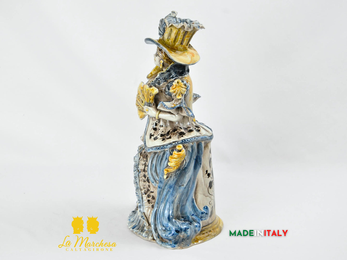 OUTLET - Lumiera Porta Candela in Ceramica di Caltagirone Dama 34cm