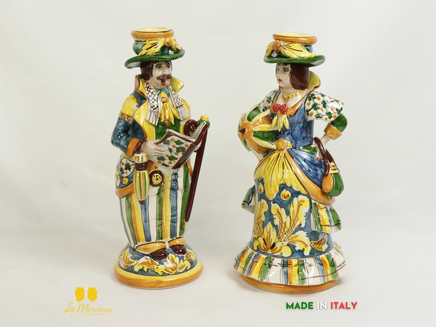 Lumiere Portacandele in Ceramica di Caltagirone decorate a mano Madreperla - Varie