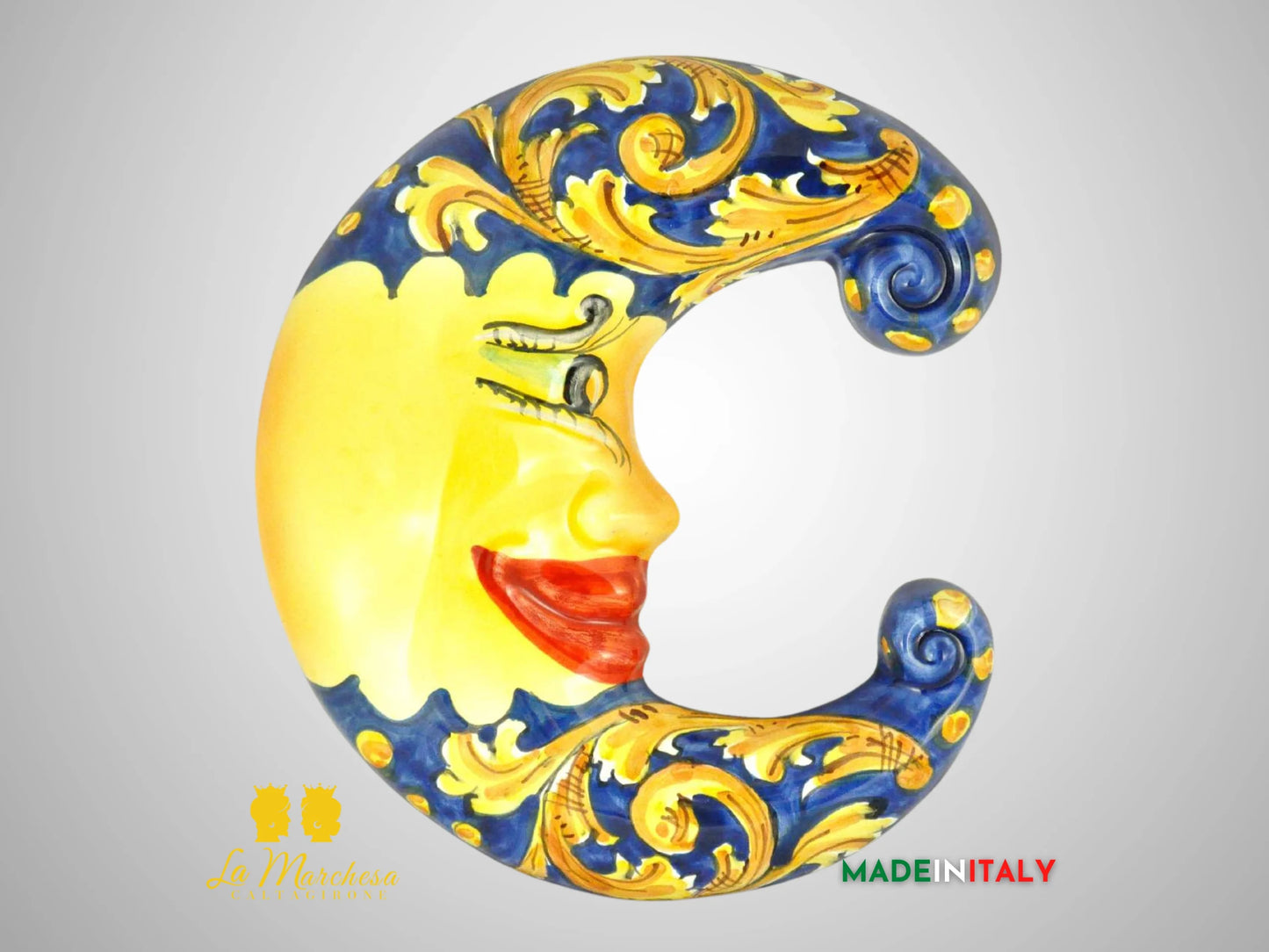 Luna in Ceramica di Caltagirone decorazione da parete - Vari Colori