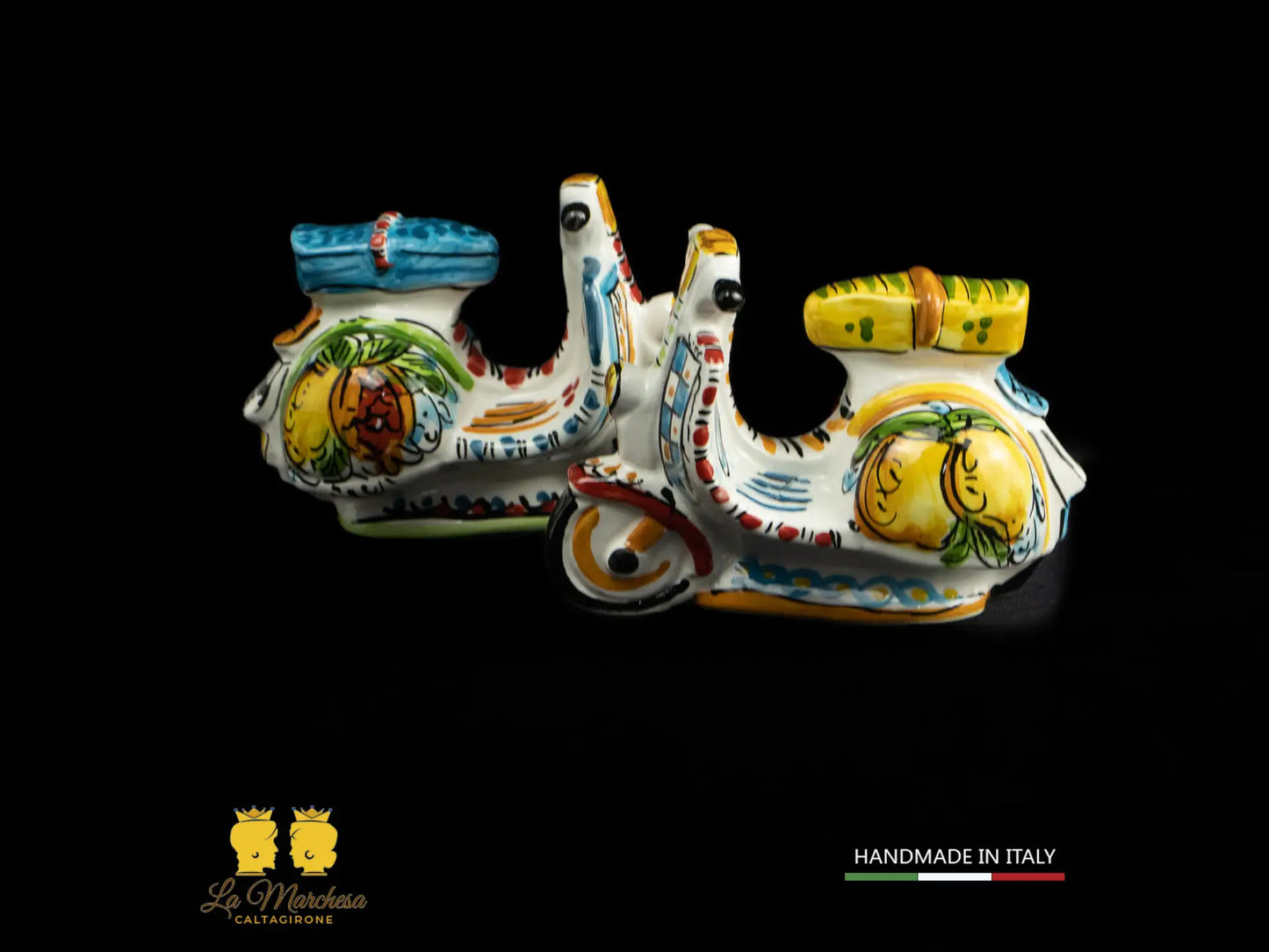 Vespa Piaggio in Ceramica di Caltagirone Decoro carretto 13cm