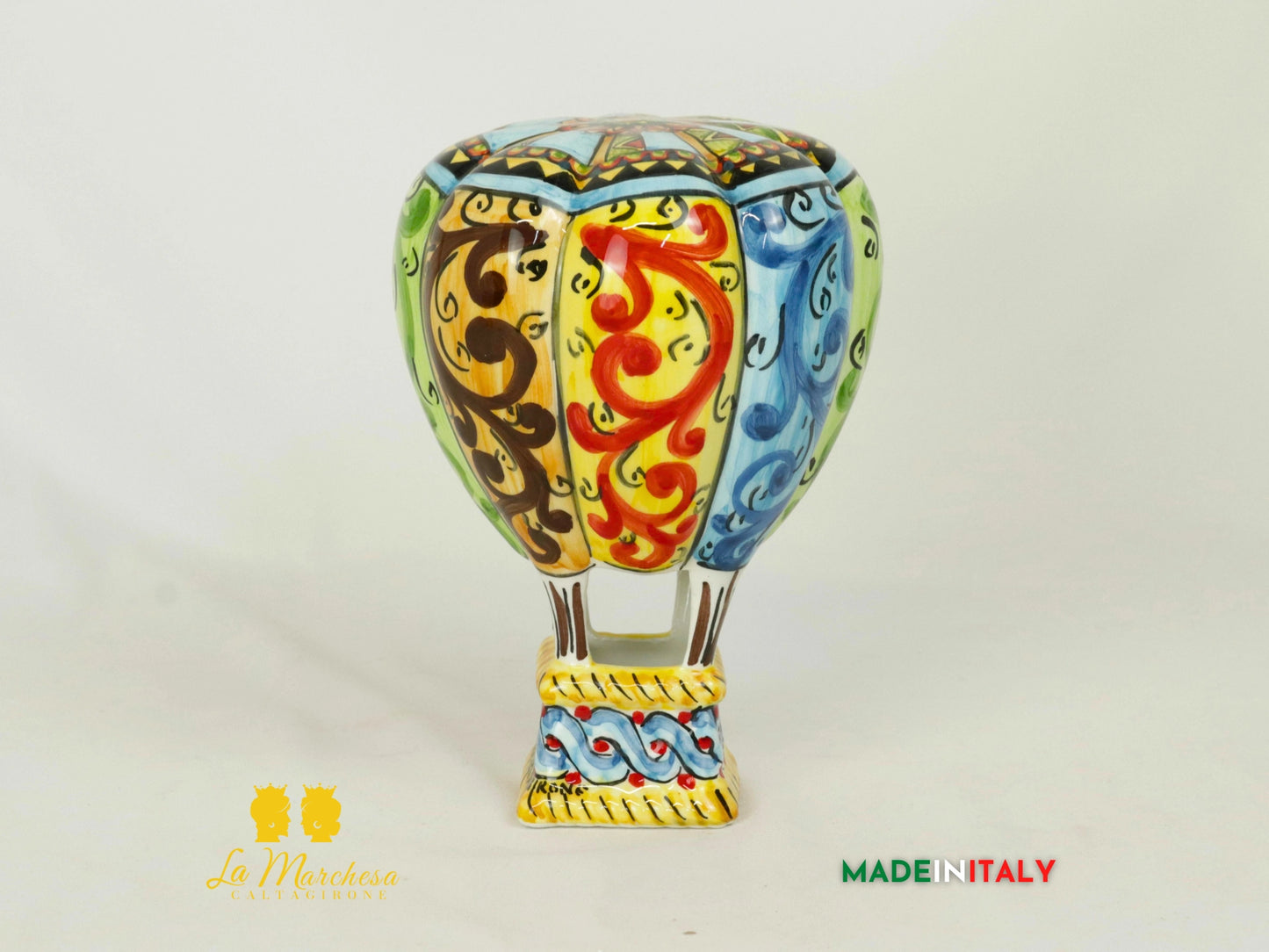 Mongolfiera Decorata in Ceramica di Caltagirone - 18cm