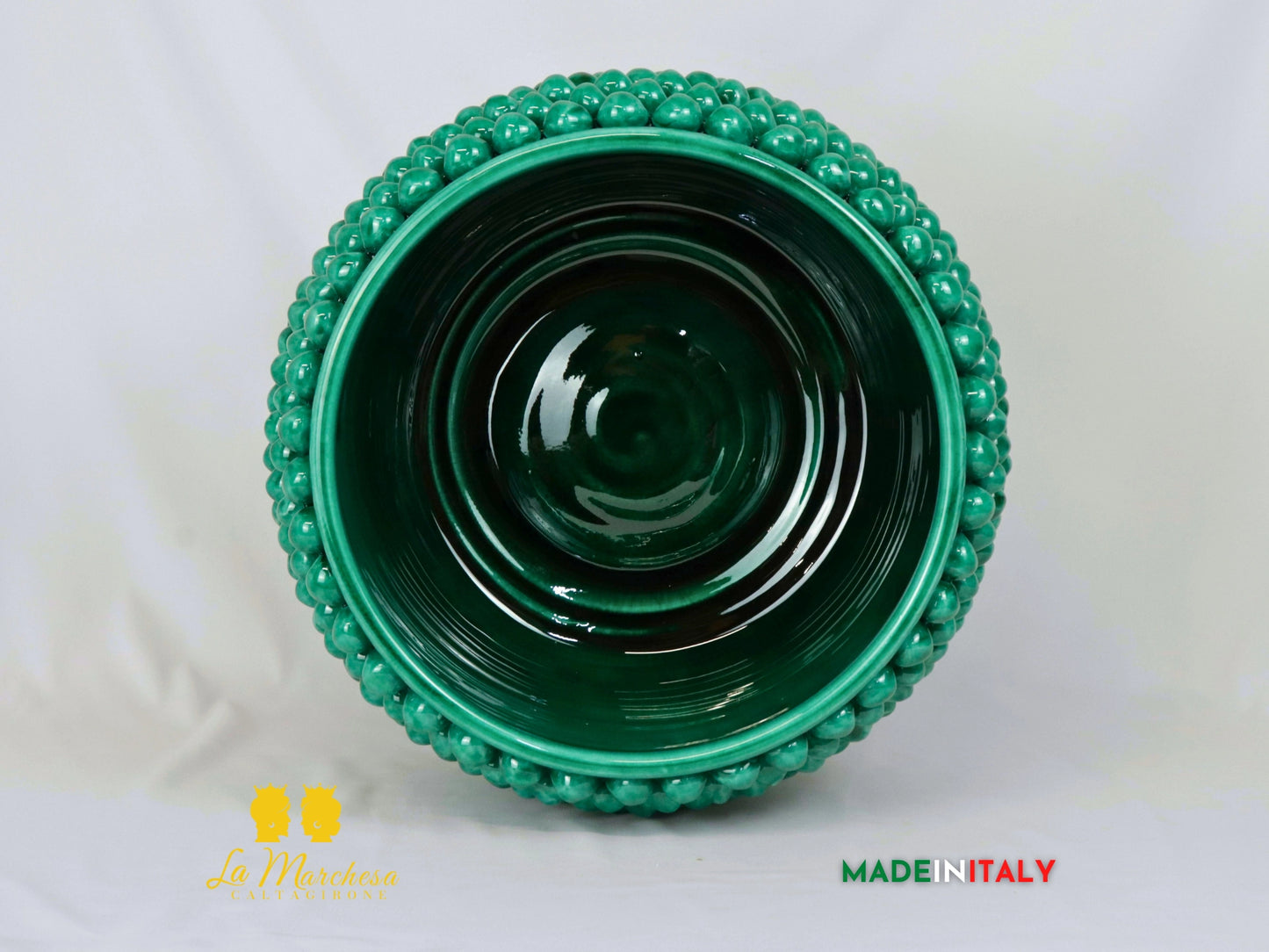 Porta Vaso Pigna Siciliana in Ceramica di Caltagirone limoni e 600 40cm