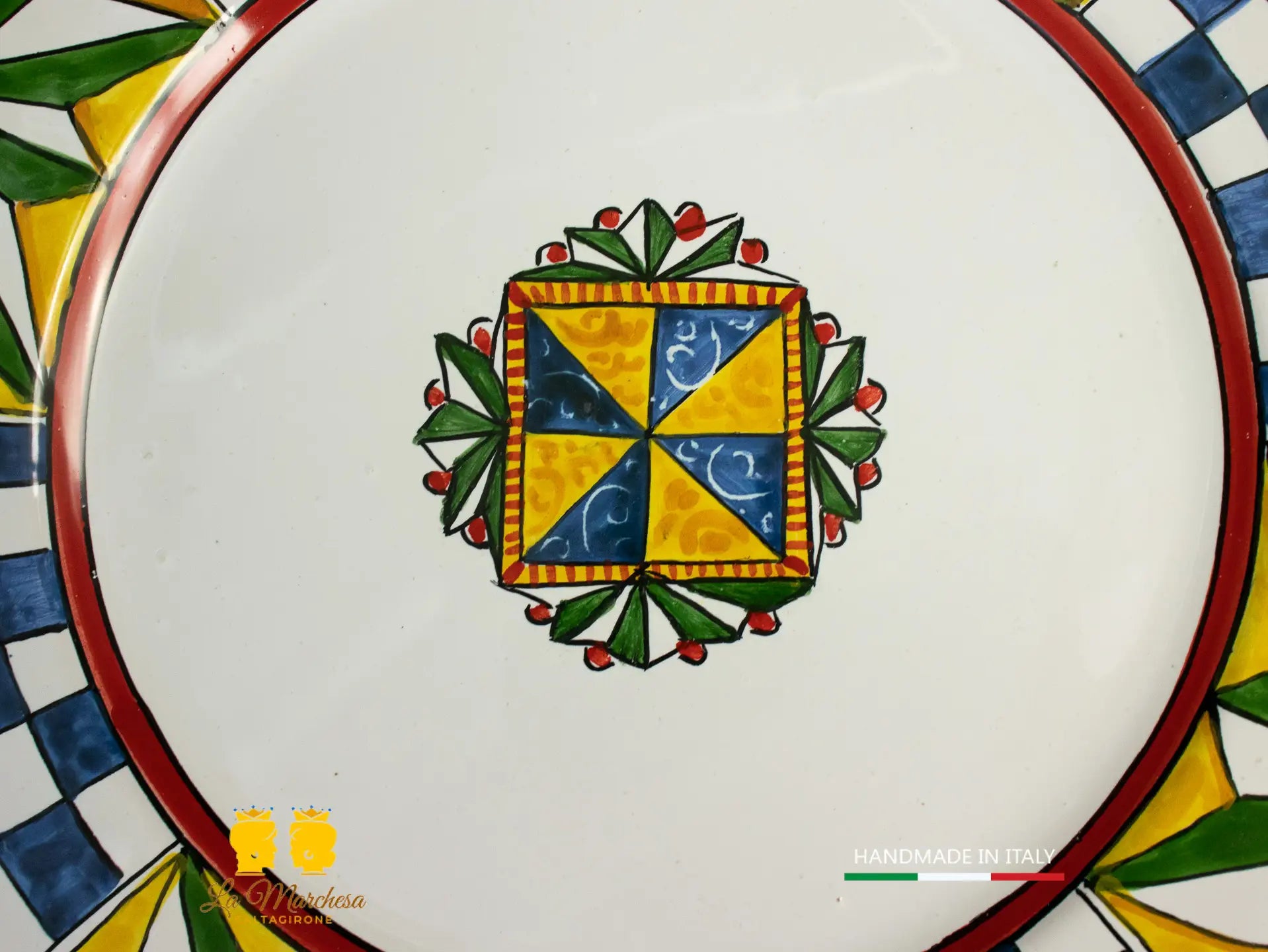 FINE SERIE - Posto tavola Set Piatti in Ceramica di Caltagirone bordo carretto