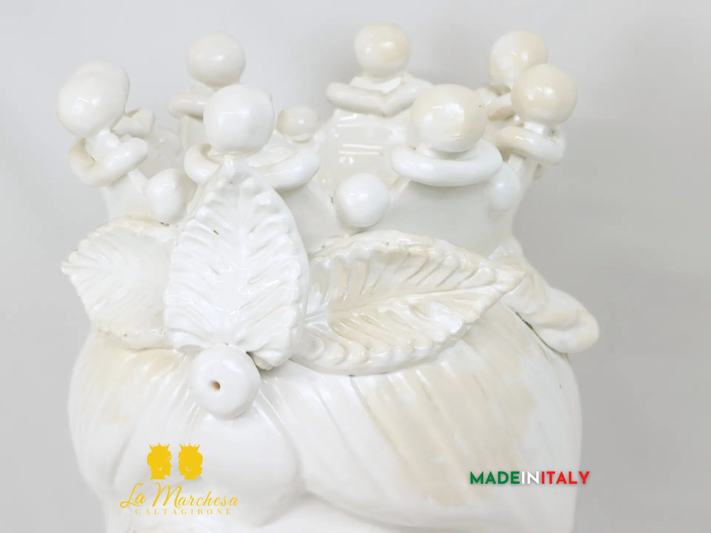 OUTLET - Testa di Moro Uomo Bianco Corona in Ceramica di Caltagirone 45cm