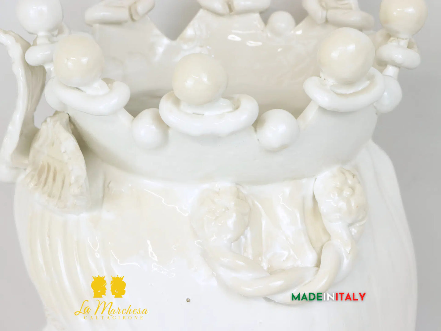 OUTLET - Testa di Moro Uomo Bianco Corona in Ceramica di Caltagirone 45cm