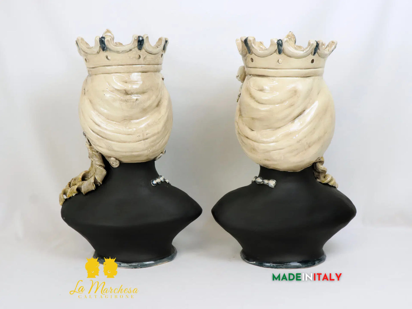 OUTLET - Teste di Moro Mezzo Busto Nere Opache in Ceramica di Caltagirone