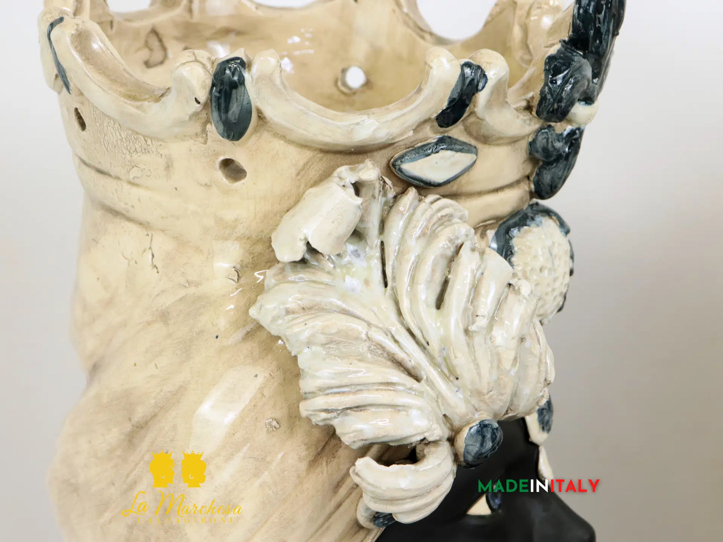 OUTLET - Teste di Moro Mezzo Busto Nere Opache in Ceramica di Caltagirone