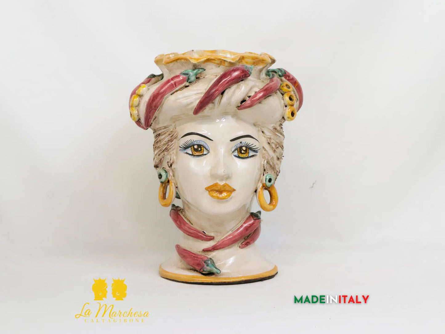 OUTLET - Teste di Moro Peperoncino in Ceramica di Caltagirone 27cm
