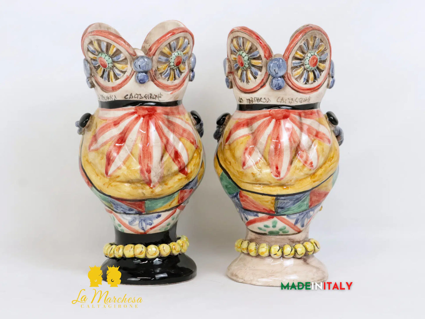 OUTLET - Coppia di Teste di Moro Ruota di Carro in Ceramica di Caltagirone 23cm