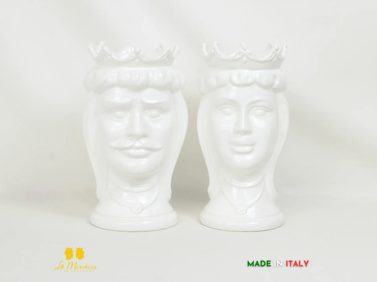 OUTLET - Teste di Moro in Ceramica di Caltagirone bianche minimal