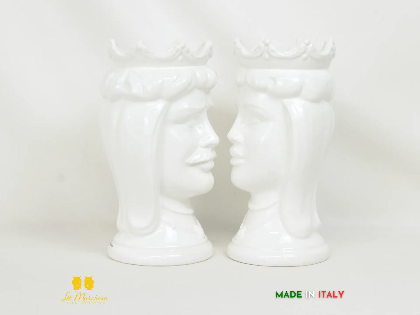 OUTLET - Teste di Moro in Ceramica di Caltagirone bianche minimal