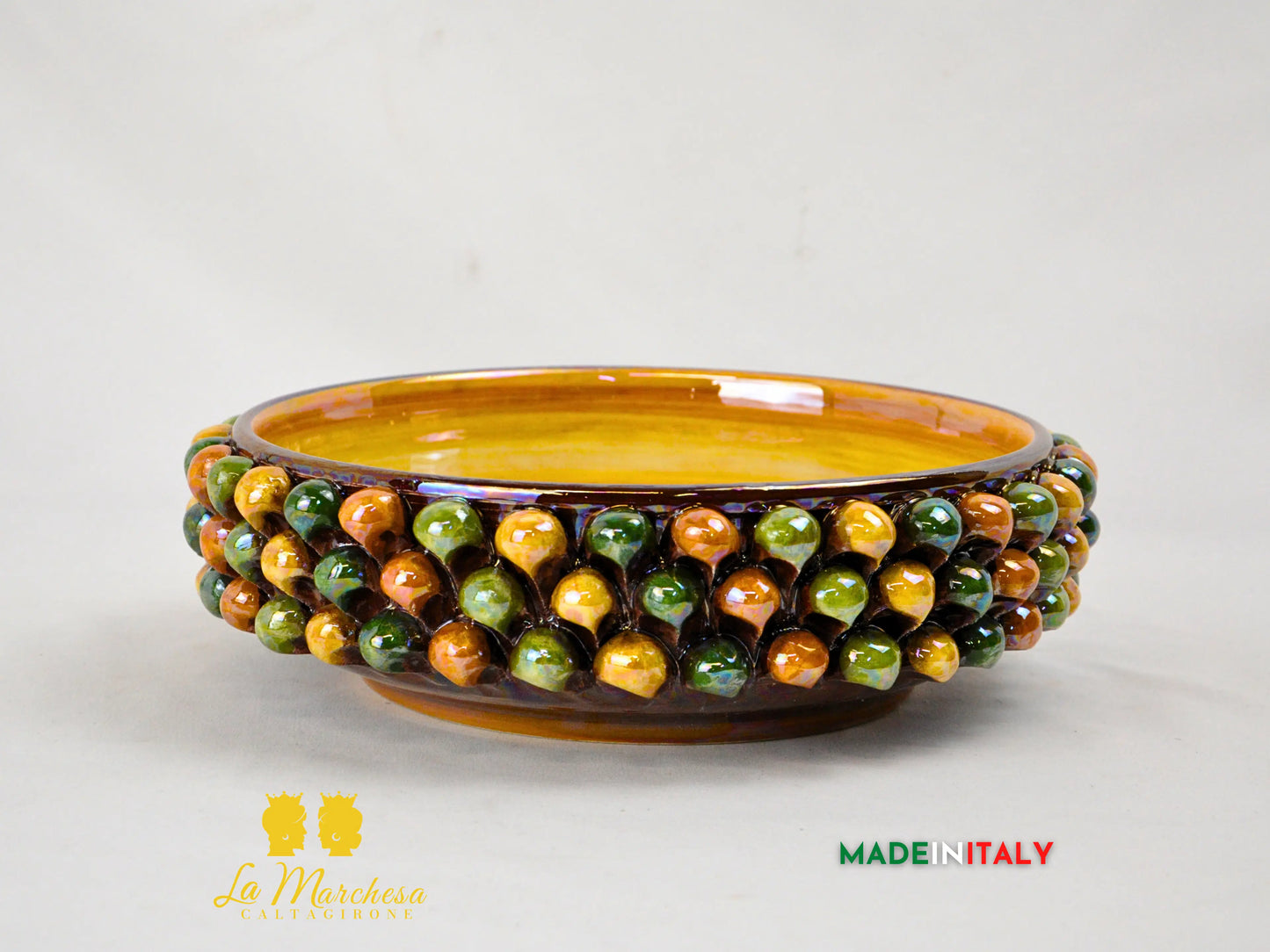 OUTLET - Ciotola Svuotatasche in Ceramica di Caltagirone Madreperla 27cm