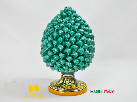 OUTLET - Pigna Siciliana in Ceramica di Caltagirone Verde Rame 31cm