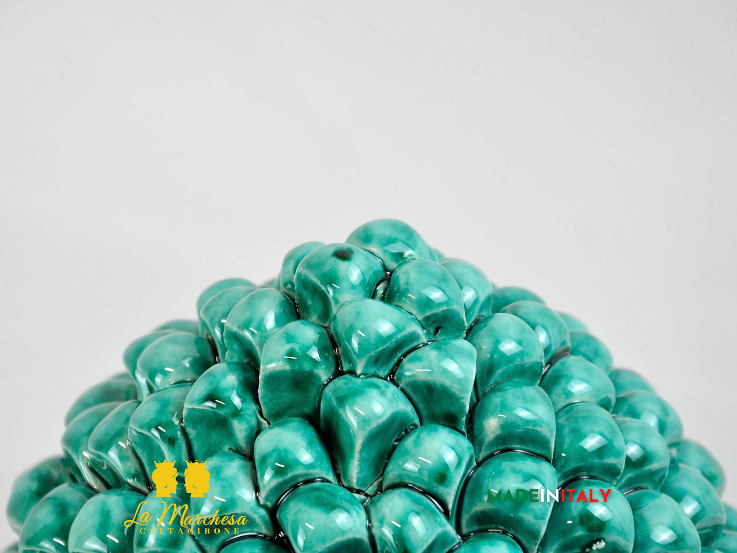 OUTLET - Pigna Siciliana in Ceramica di Caltagirone Verde Rame 31cm