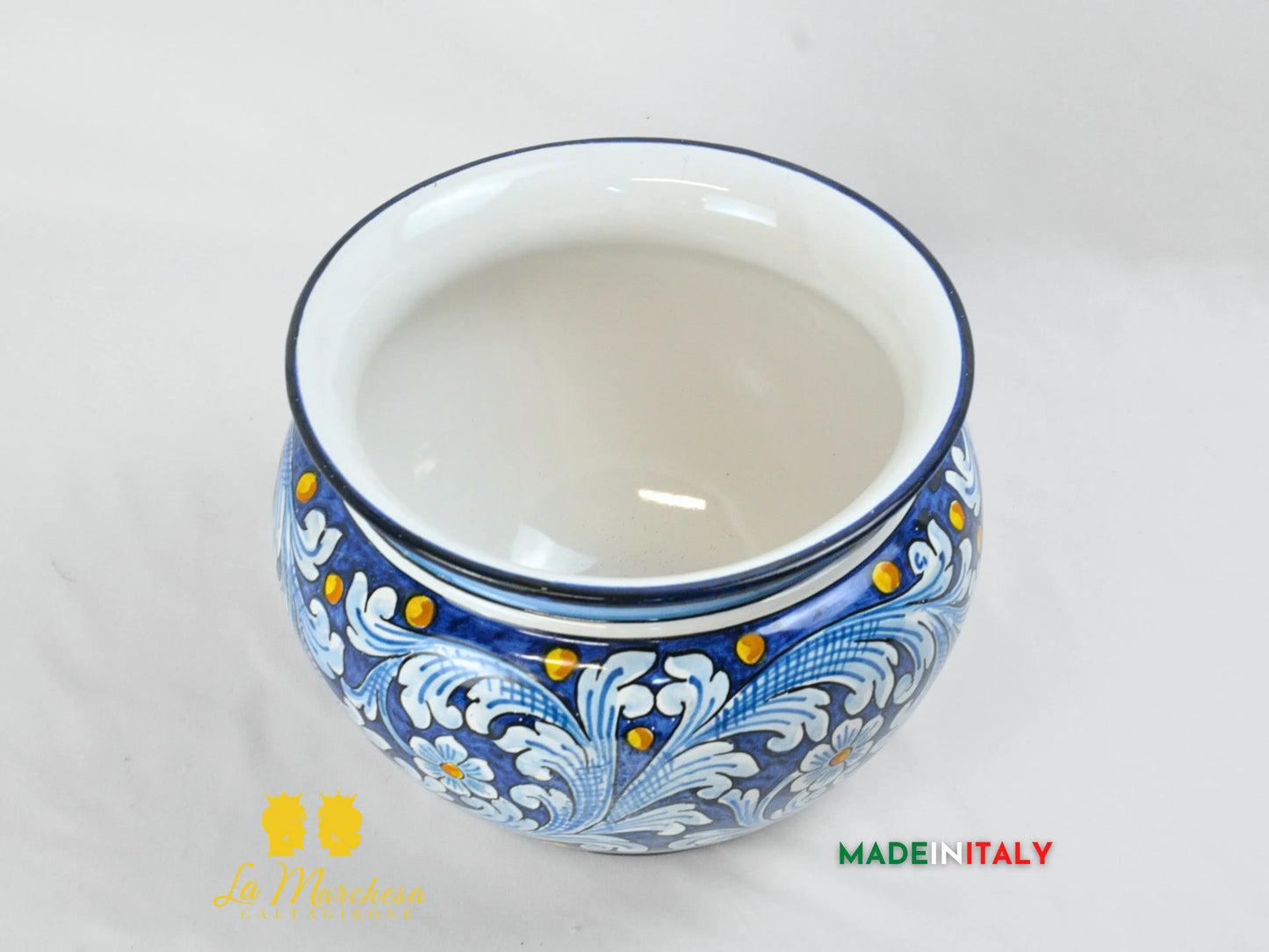Outlet - Porta Pianta Barocco Blu in Ceramica di Caltagirone