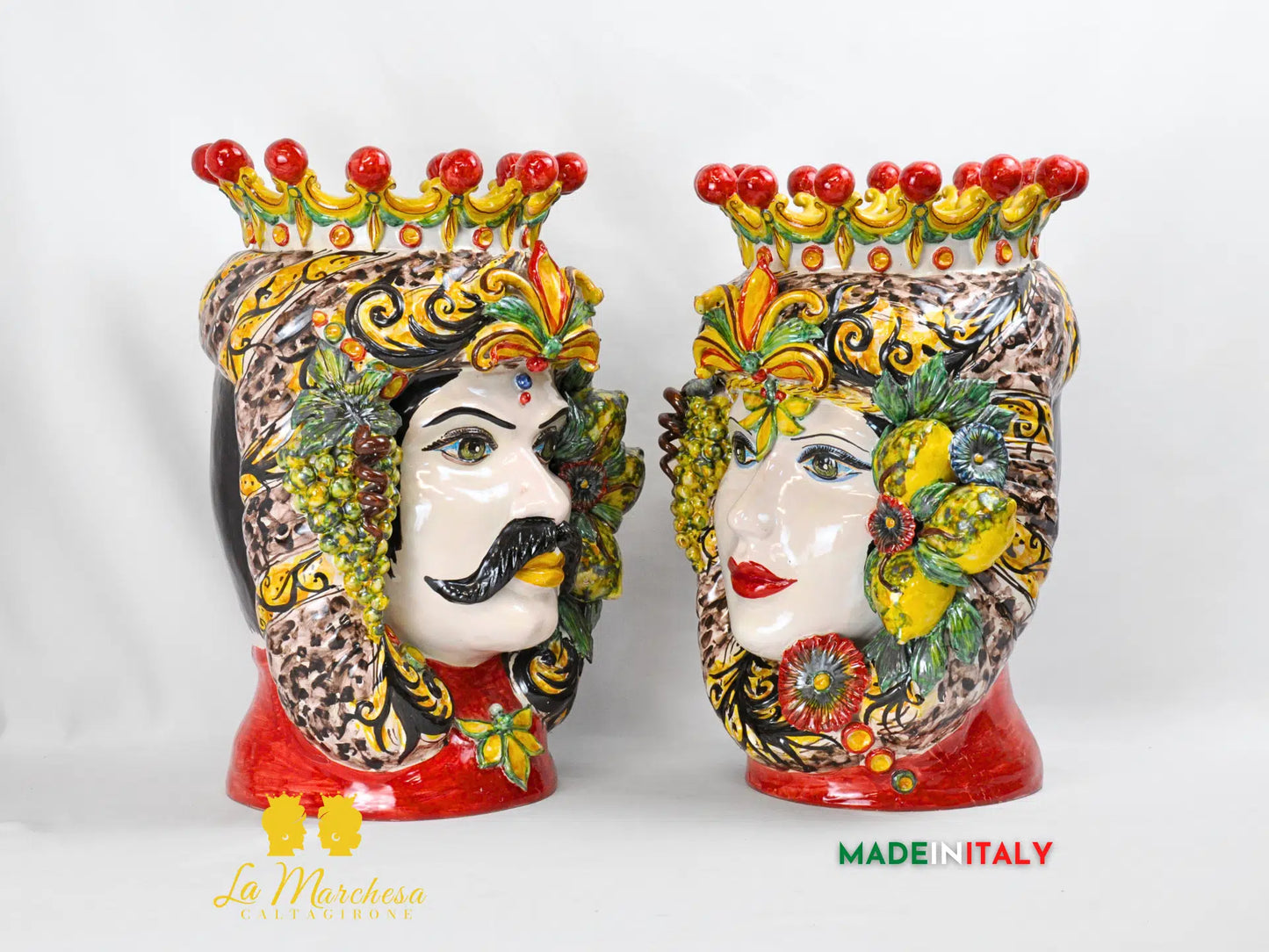 OUTLET Teste di Moro Taormina Frutta in Ceramica di Caltagirone 46cm