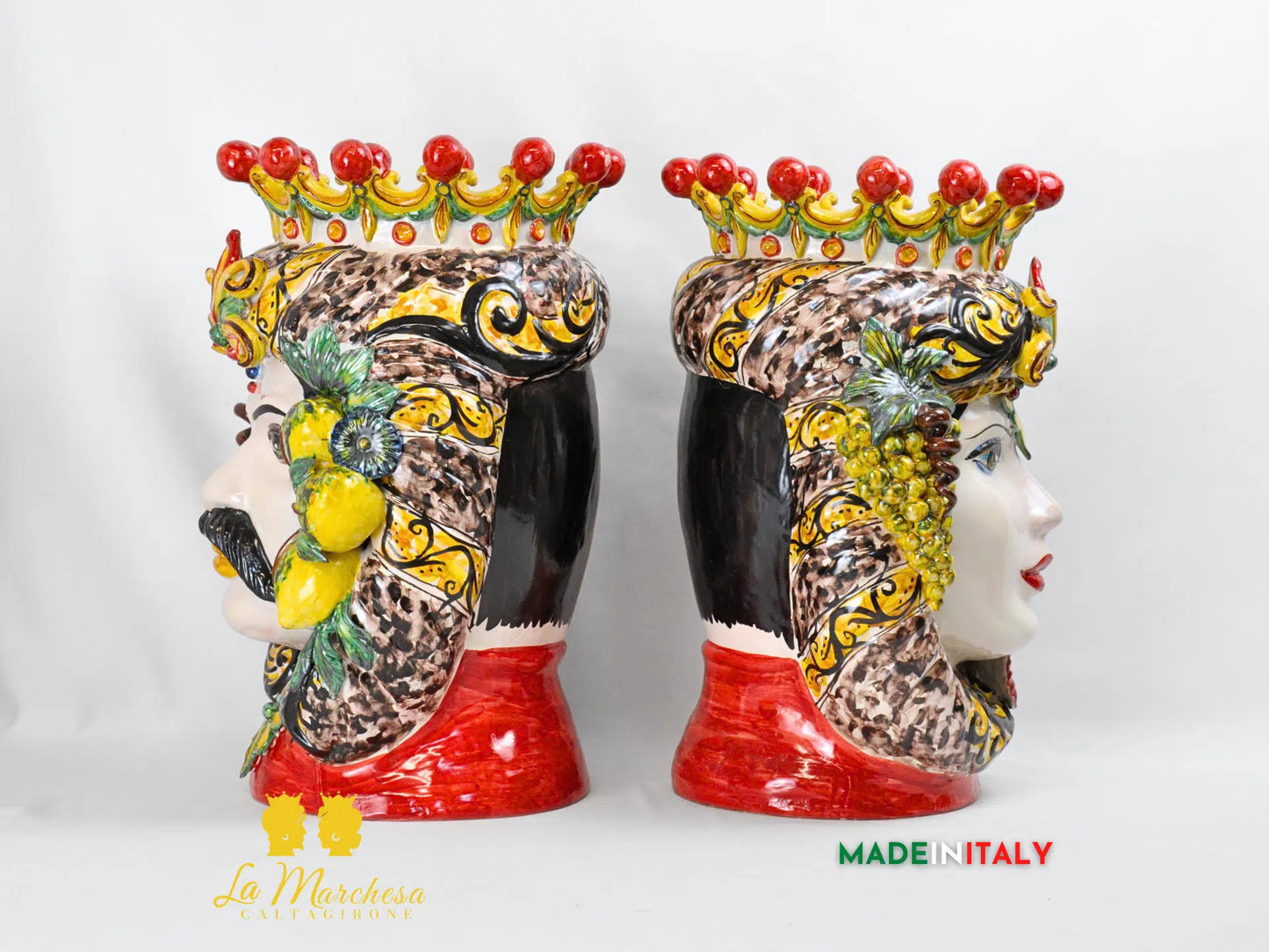 OUTLET Teste di Moro Taormina Frutta in Ceramica di Caltagirone 46cm
