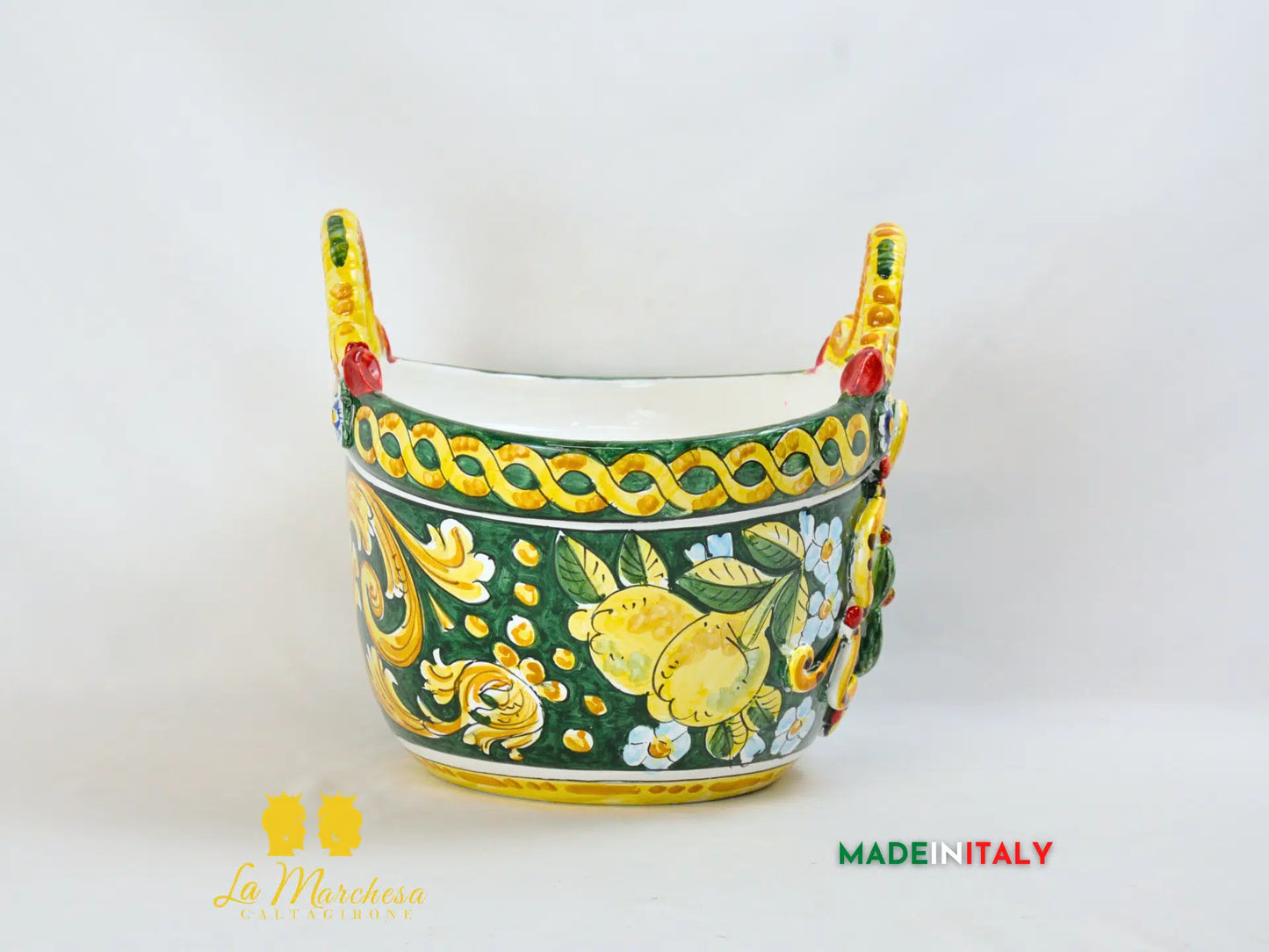 OUTLET - Vaso Coffa Siciliana Portavaso in Ceramica di Caltagirone fichi d'india