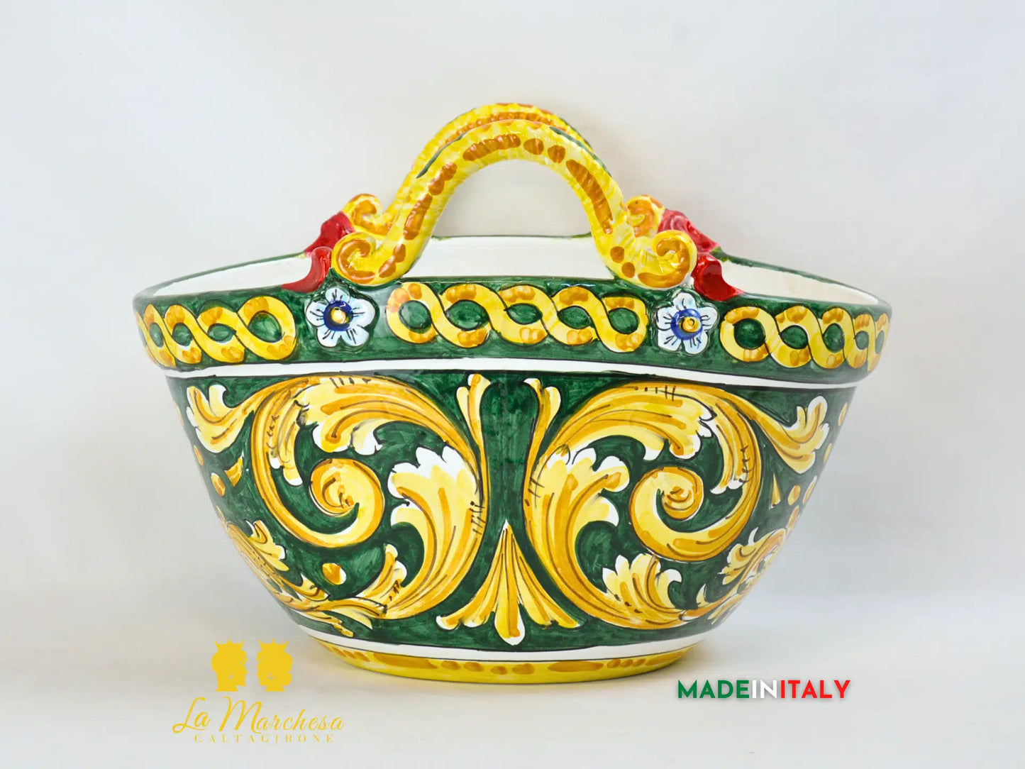 OUTLET - Vaso Coffa Siciliana Portavaso in Ceramica di Caltagirone fichi d'india