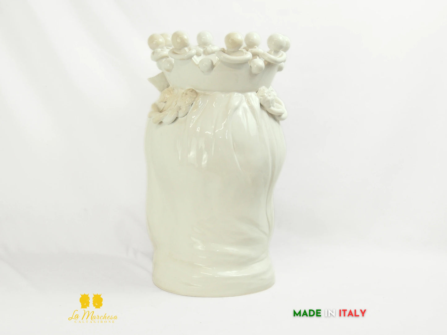 OUTLET Testa di Moro in ceramica Caltagirone barocco bianco H45