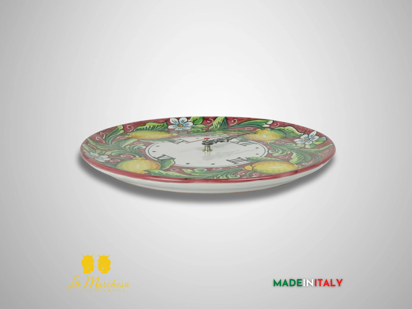 Orologio Decoro Limoni in Ceramica di Caltagirone 30cm - Bordeaux (2)