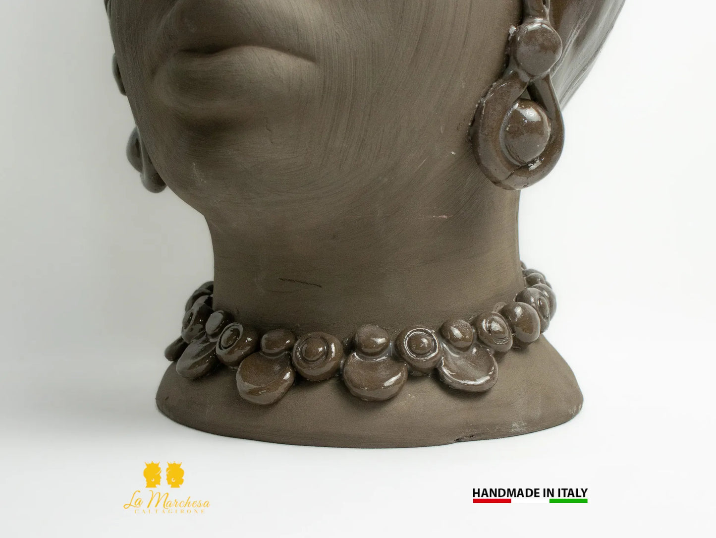 OUTLET Teste di Moro in Ceramica di Caltagirone marrone satinato 42cm