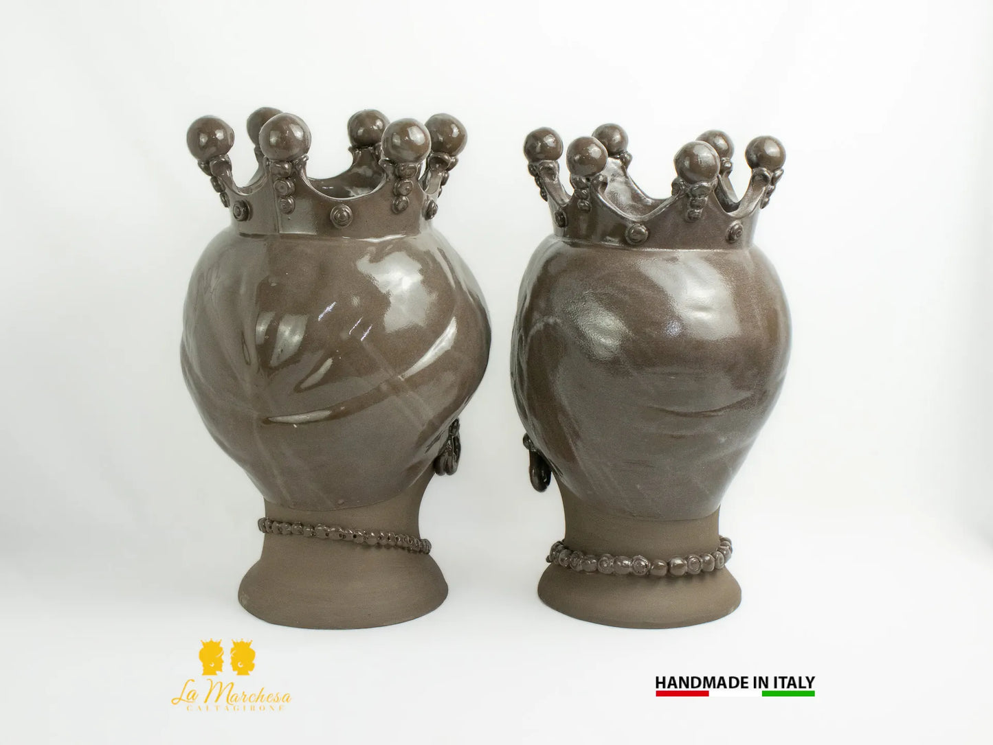 OUTLET Teste di Moro in Ceramica di Caltagirone marrone satinato 42cm