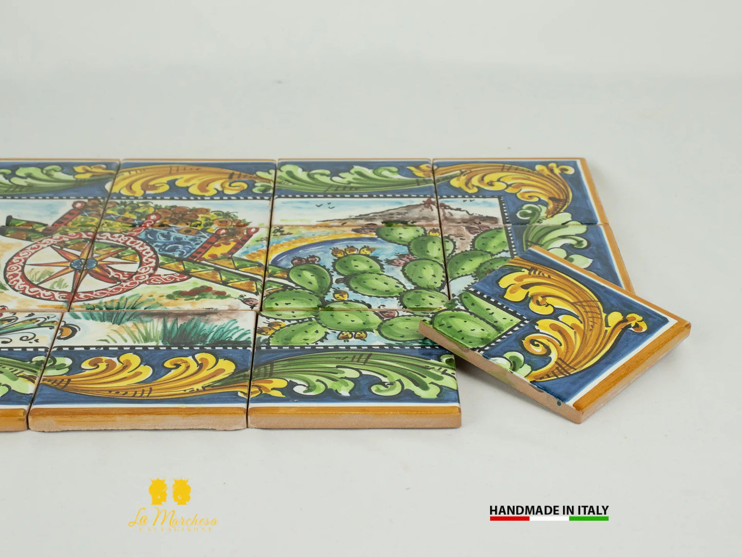 Pannello Murale Piastrelle siciliane in Ceramica di Caltagirone - Vari disegni