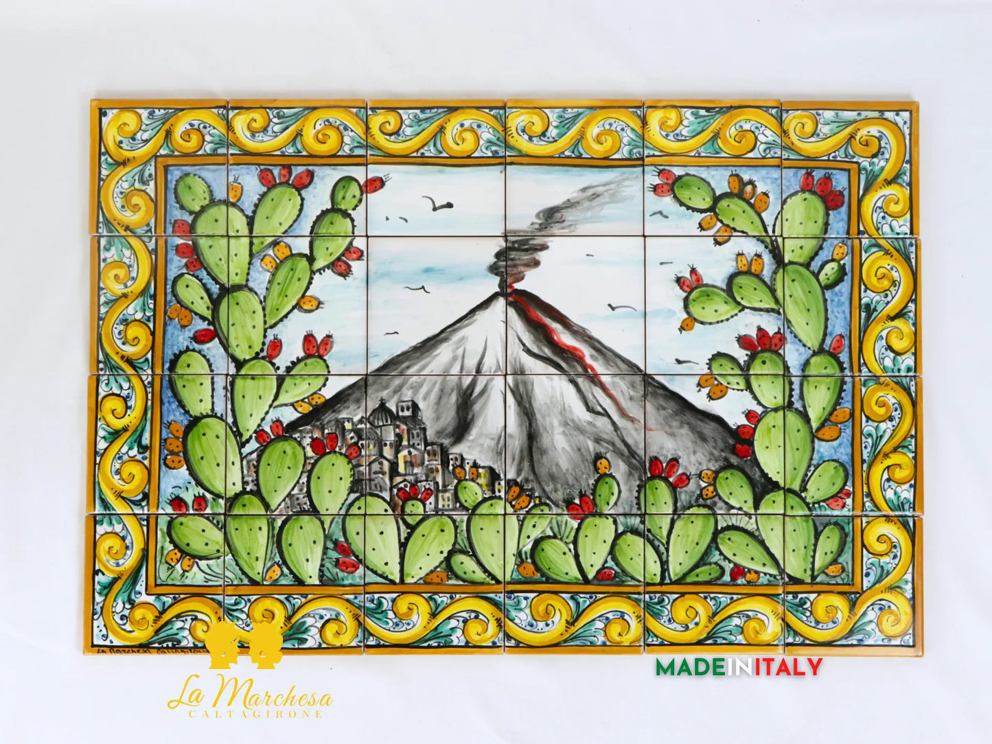 Pannello Murale Piastrelle siciliane in Ceramica di Caltagirone - Vari disegni