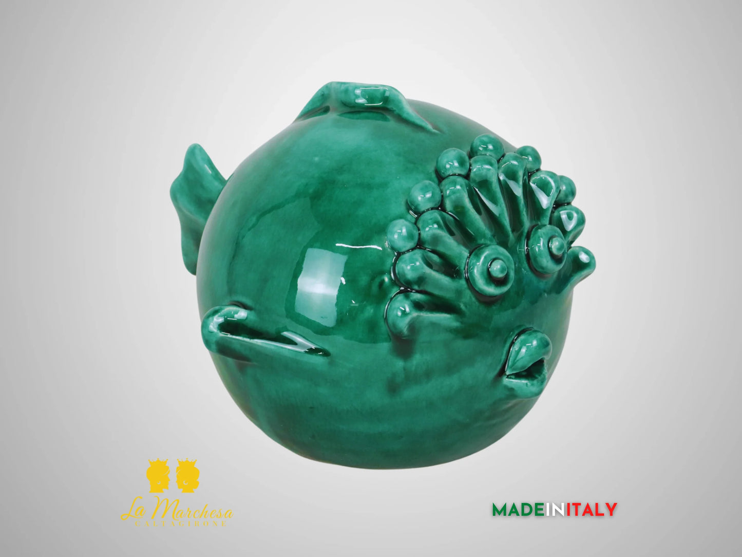 Pesce Monocolore in Ceramica di Caltagirone - Verde Rame