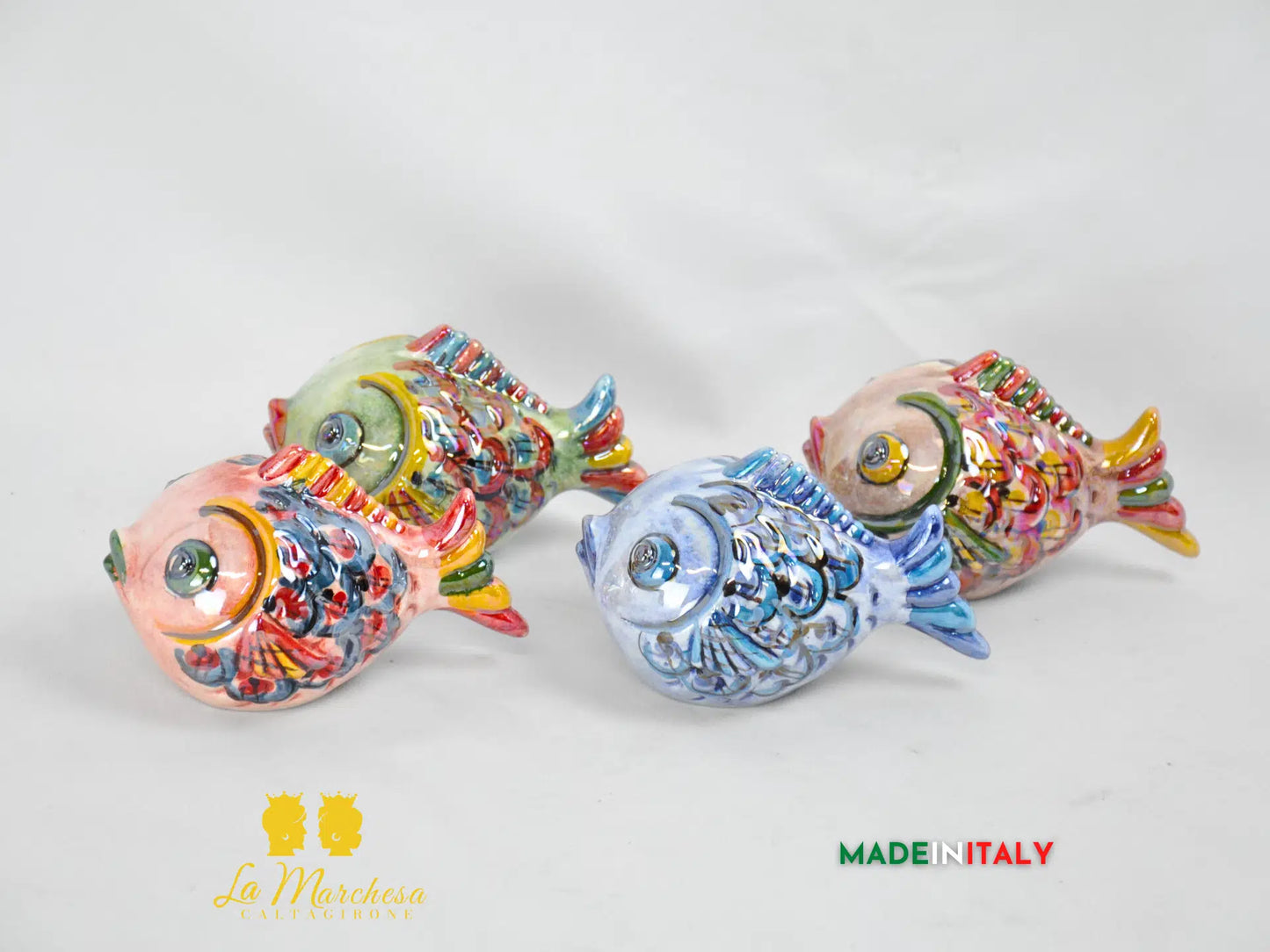 Pesce Palla Madreperla in Ceramica di Caltagirone