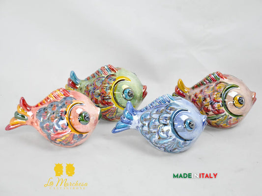 Pesce Palla Madreperla in Ceramica di Caltagirone
