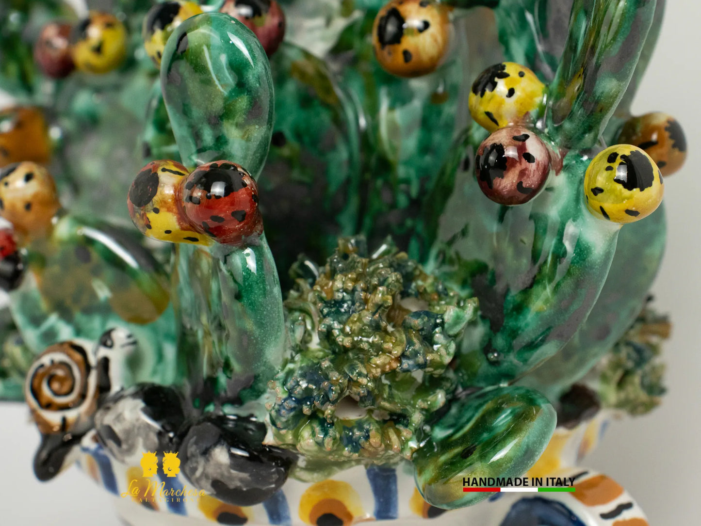 Pianta fichi d'india in Ceramica di Caltagirone artistica 25cm